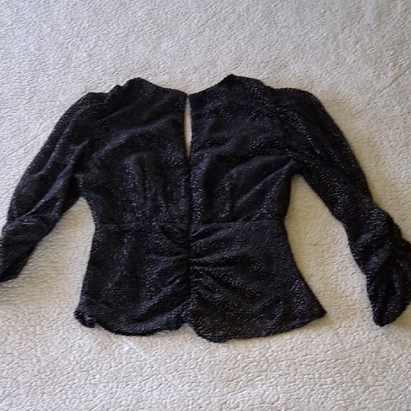 Astr Black Textured Puff Sleeve Blouse - Picture 9 of 9